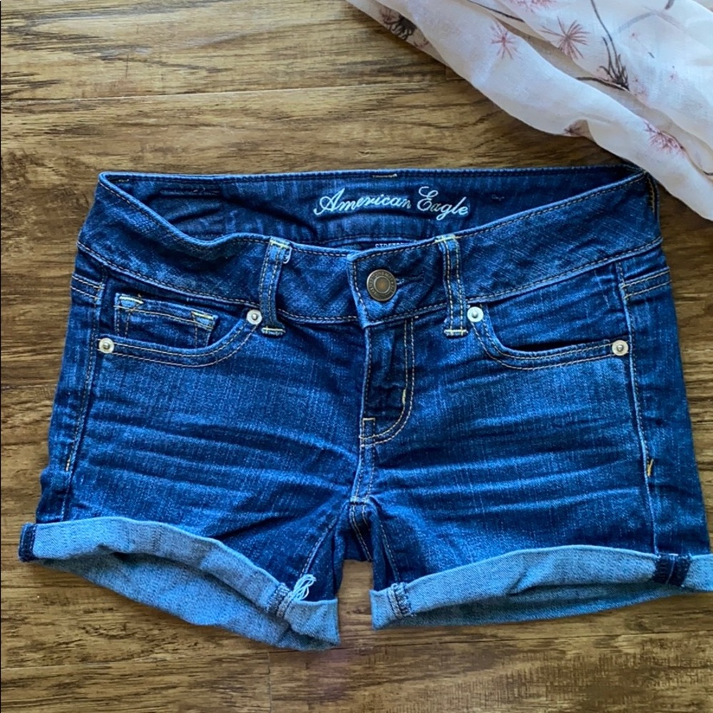 American Eagle dark wash denim shorts